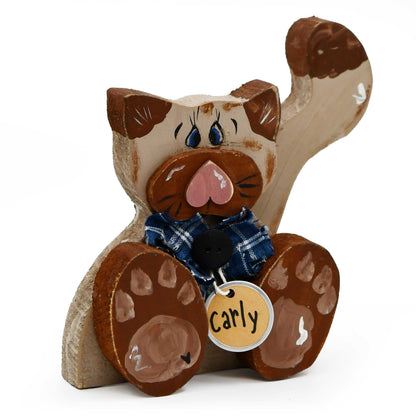 Wooden Cat Decoration Rustic Wooden Decoration | 4" x 5" | Multiple Designs | The Painted Attic