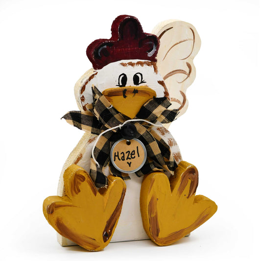 Hazel the Chicken Rustic Wooden Decoration | 8" x 5" | The Painted Attic