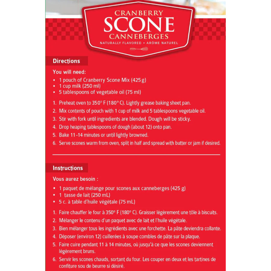 Cranberry Scone Mix | Pack of 2 | 15 oz | Cobblestone Kitchen