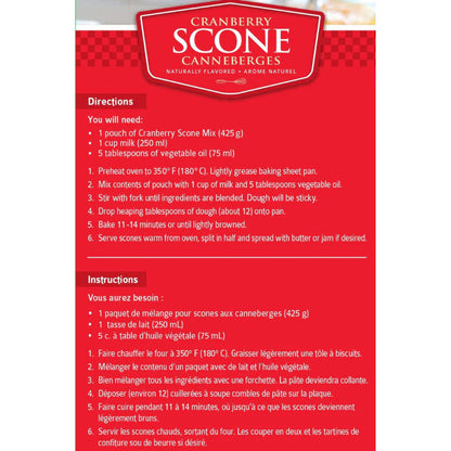 Cranberry Scone Mix | Pack of 2 | 15 oz | Cobblestone Kitchen