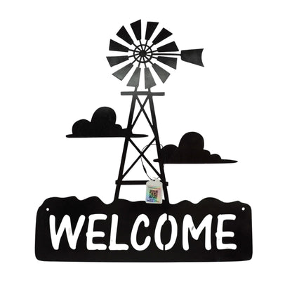 Windmill Welcome Plasma Cut Sign | Multiple Colors | 16" x 19" | Craftaholics4U