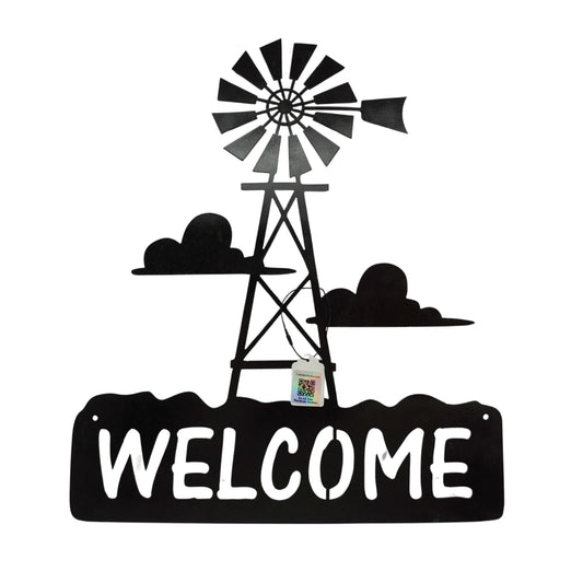 Windmill Welcome Plasma Cut Sign | Multiple Colors | 16" x 19" | Craftaholics4U