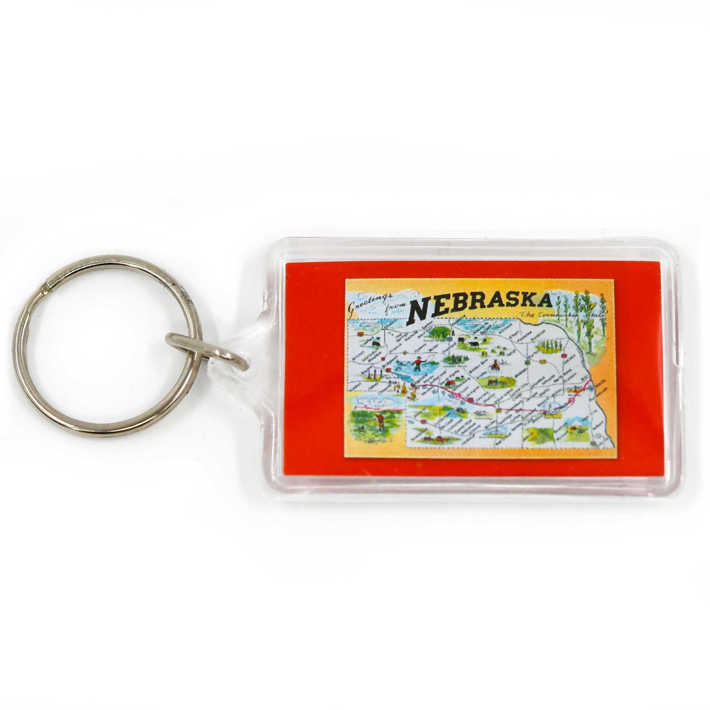 Acrylic Nebraska Cities Map Keychain | 4" x 2" | Nebraska State Historical Society