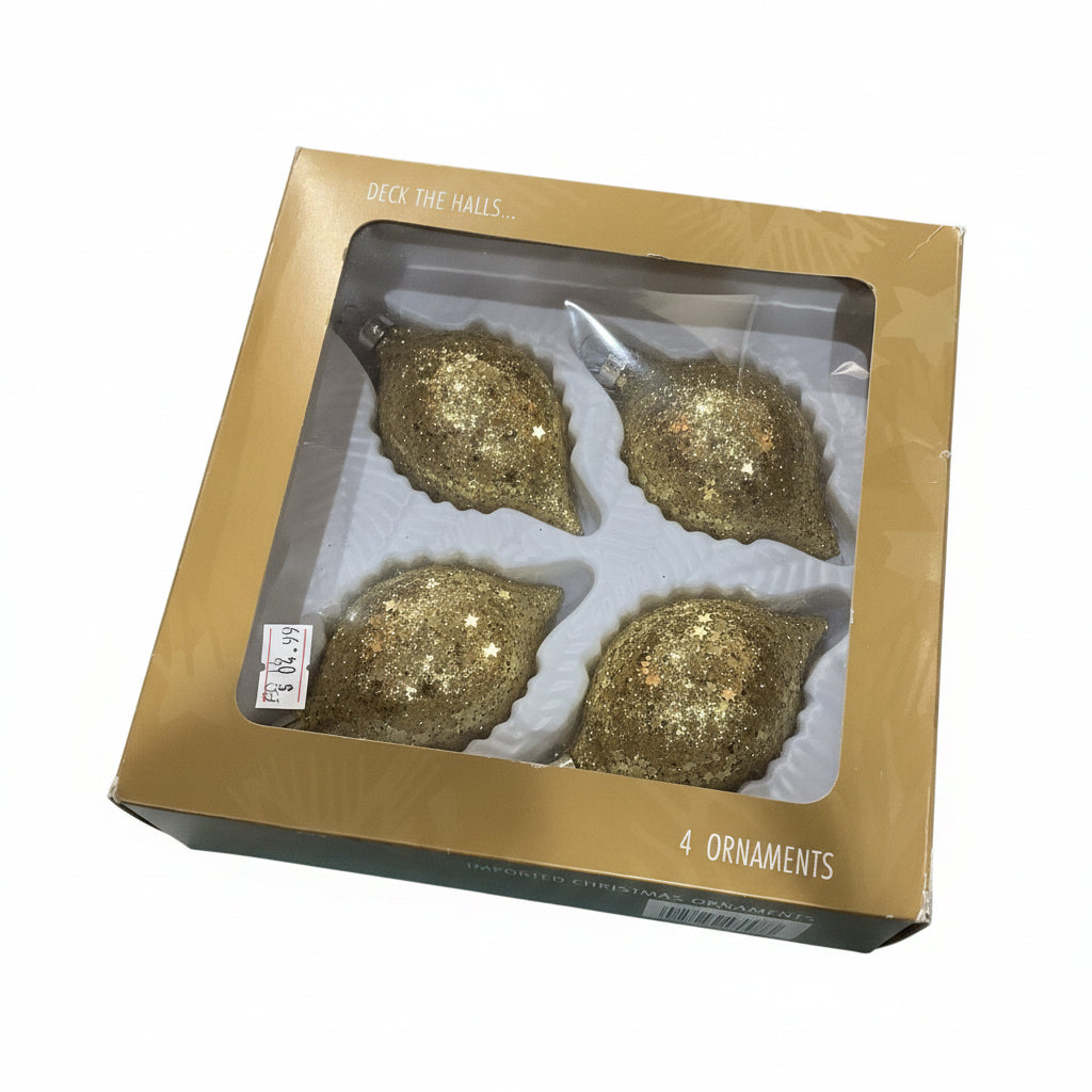 Gold Star Confetti Ornaments Box of 4 bo16