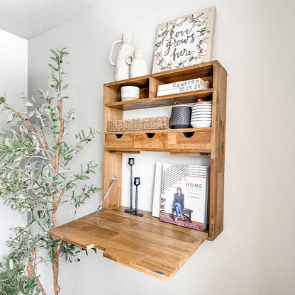 Rustic Oak Wood Fold Down Shelf