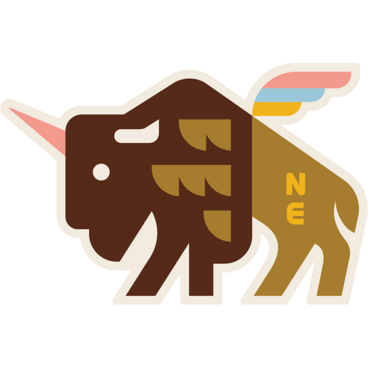 UniBuff Nebraska Unicorn & Buffalo Weather Resistant Sticker | HEARTlandia
