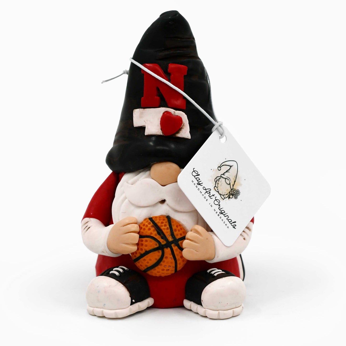 Husker Basketball Gnome Figurine | Clay Art Originals