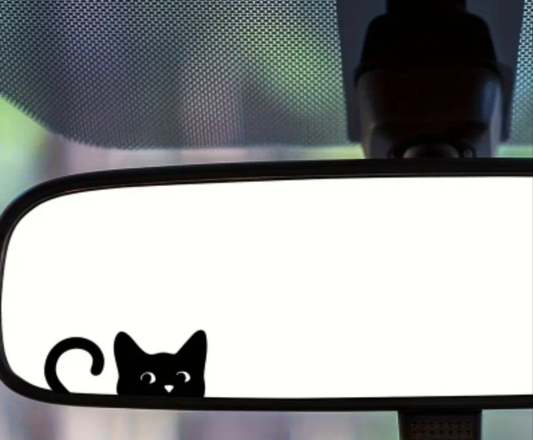 Mirror decal cute black cat d24