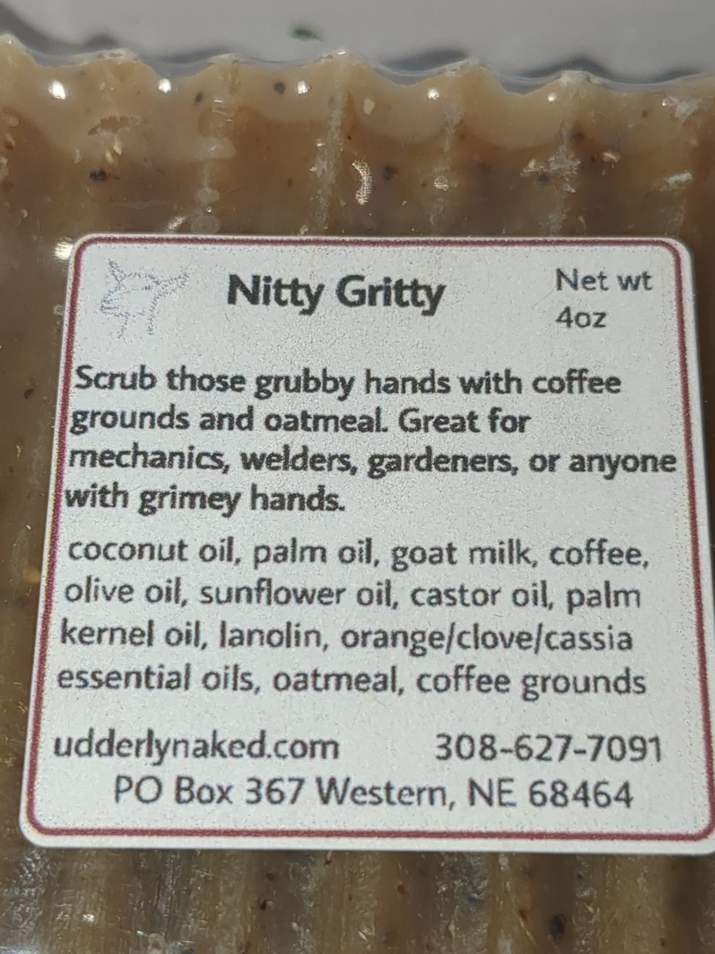 Udderly Naked goat milk soap scented Nitty Gritty UN3