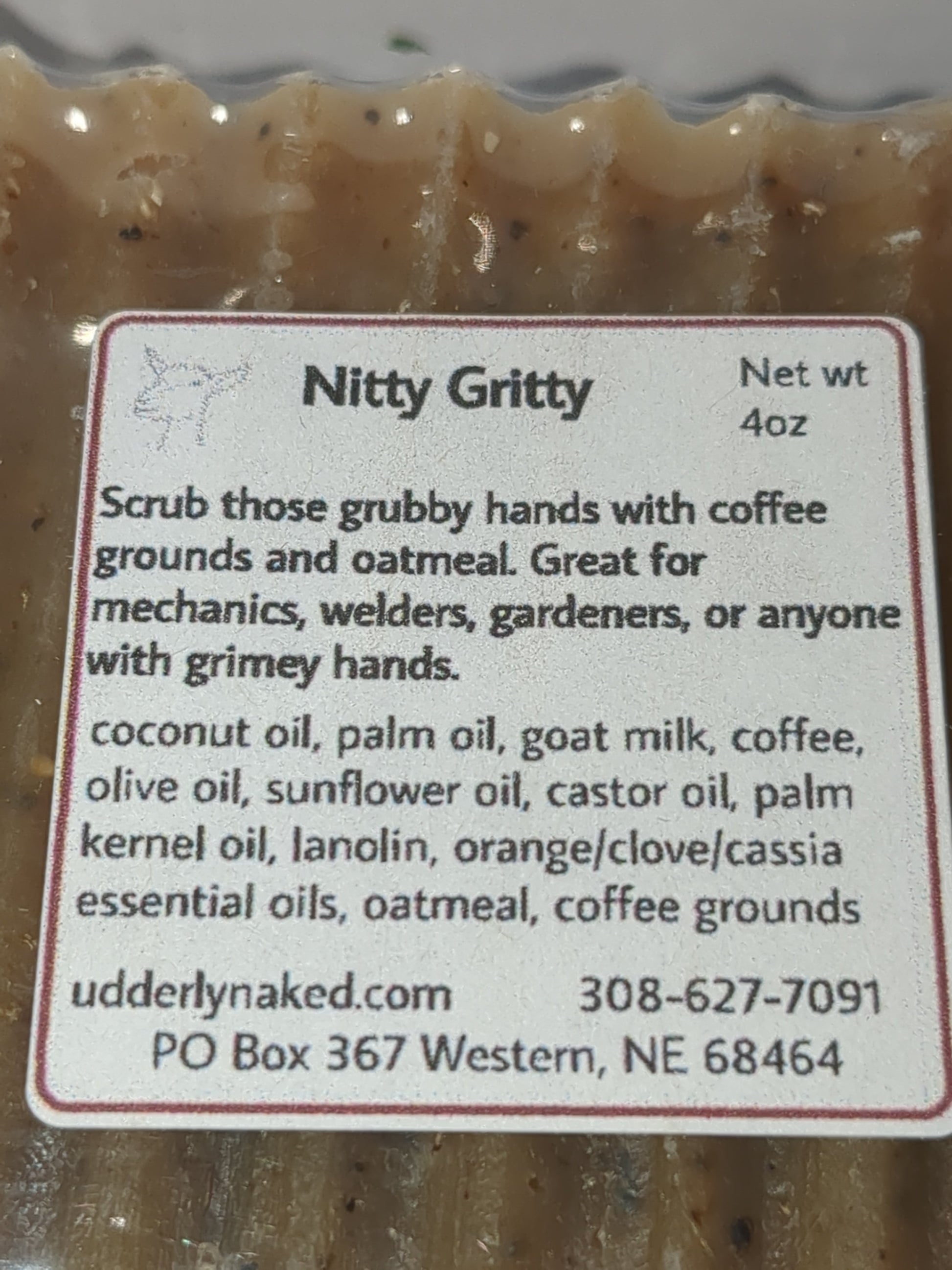 Udderly Naked goat milk soap scented Nitty Gritty UN3