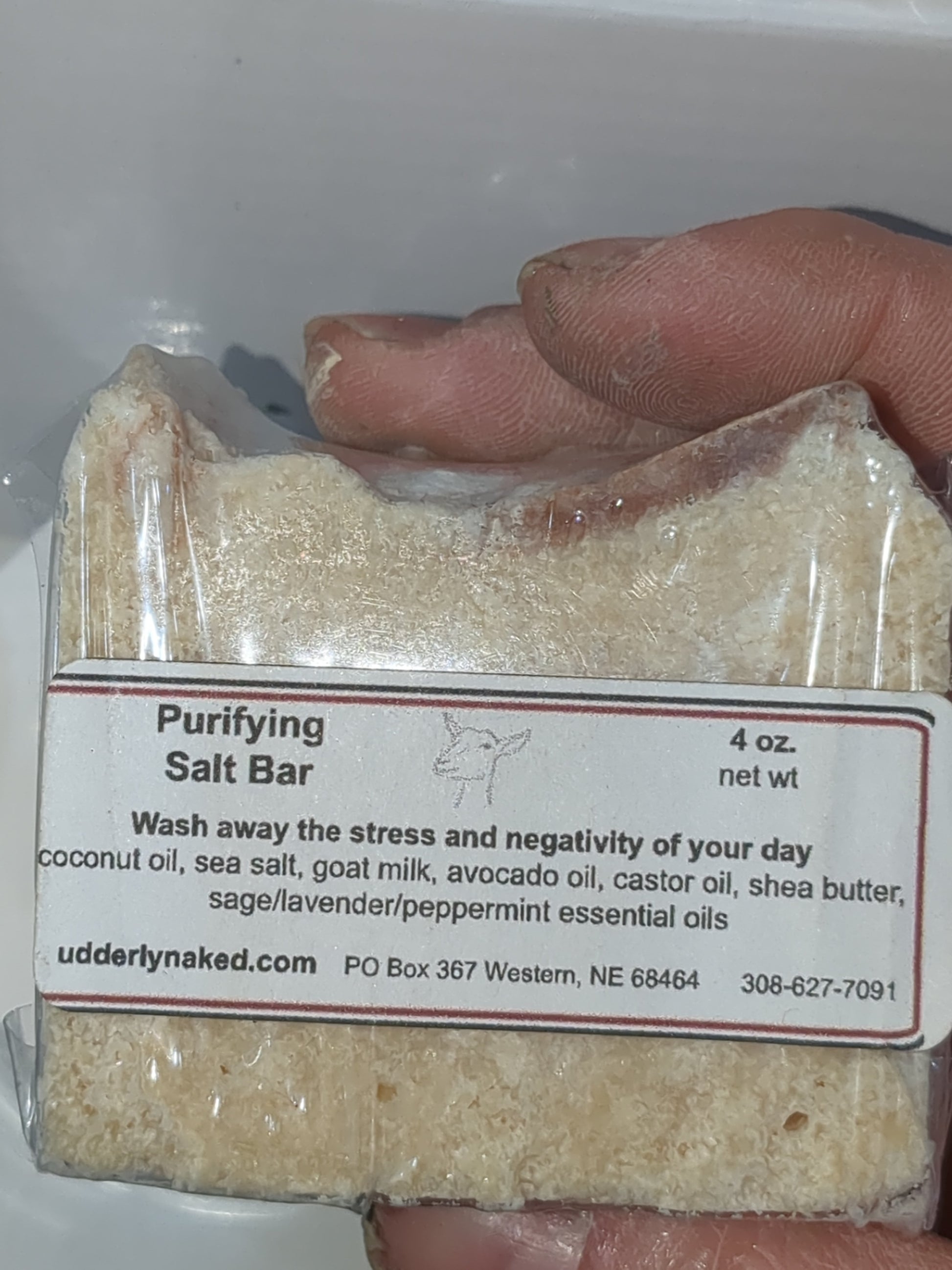 Udderly Naked goat milk soap Purifying Salt Bar UN1