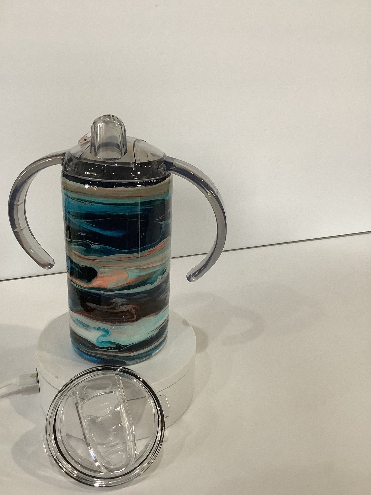 12 ounce insulated stainless steel alcohol ink sippy tumbler sc4