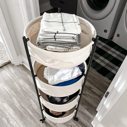 Foldable 4 Tiered Rolling Laundry Cart
