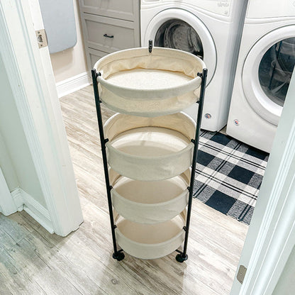 Foldable 4 Tiered Rolling Laundry Cart