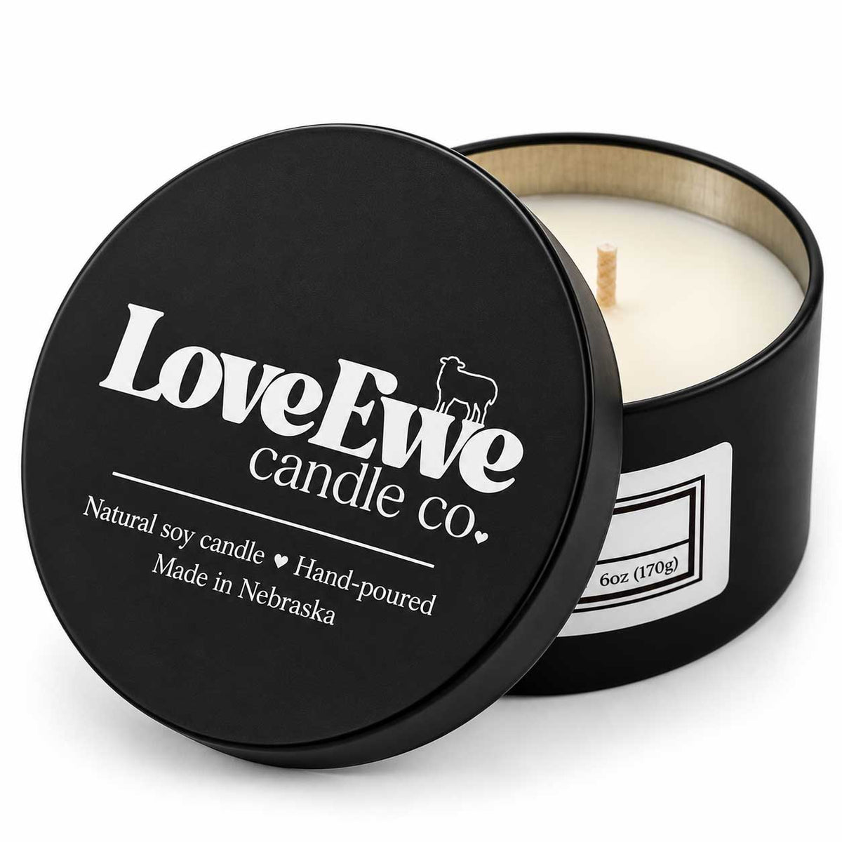 SALE SMALL DENT ON LID | Santal + Coconut Scented Candle | 6 oz | Love Ewe Candle Company