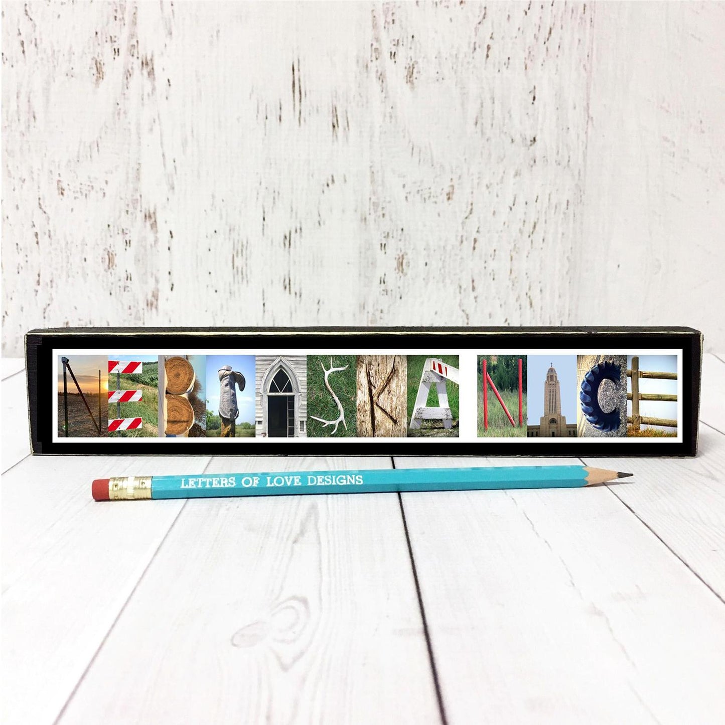 Nebraska Nice Word Block | 10.5" x 2" | Letters of Love Designs