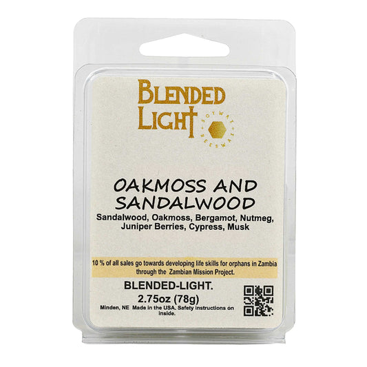 Oakmoss & Sandalwood Scented Wax Melts | 2.75 oz | Blended Light