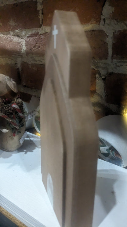 Layered Antiqued Wooden Church Sitter