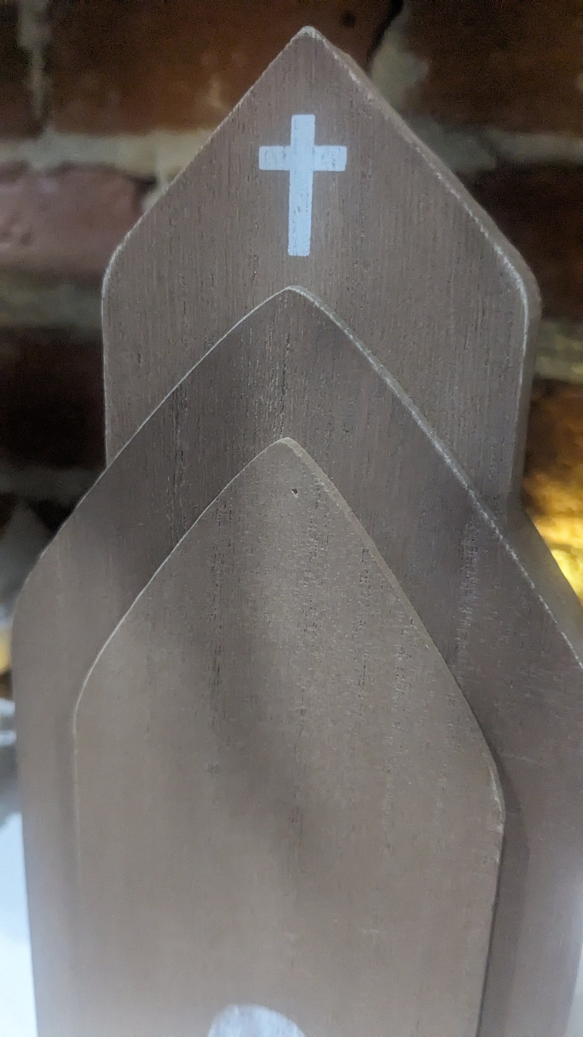 Layered Antiqued Wooden Church Sitter