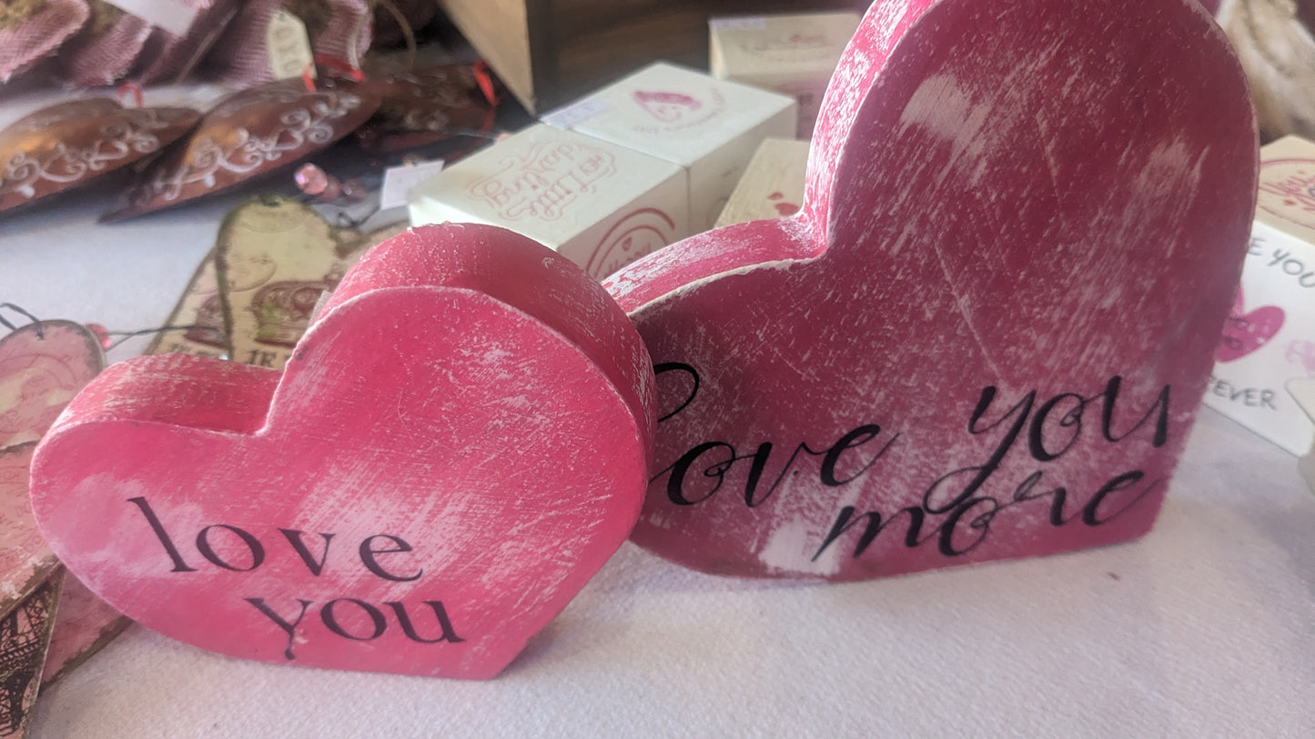 Two-piece heart sign love you Love you more hot pink