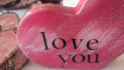 Two-piece heart sign love you Love you more hot pink