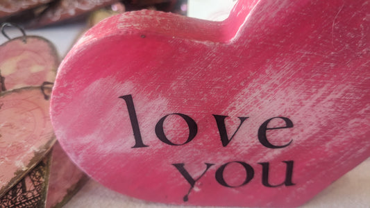 Two-piece heart sign love you Love you more hot pink