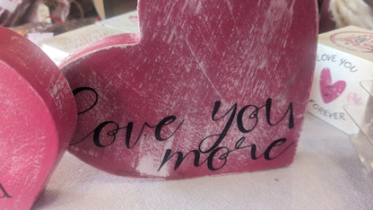 Two-piece heart sign love you Love you more hot pink
