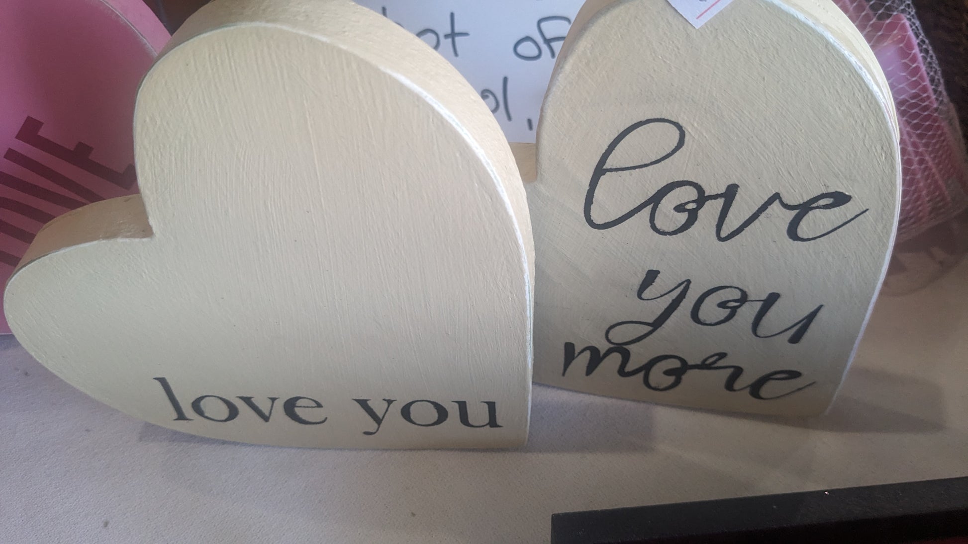 Two-piece heart Valentine's Day sign love you Love you more