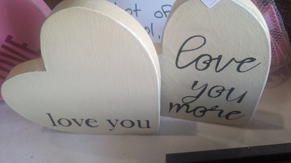 Two-piece heart Valentine's Day sign love you Love you more