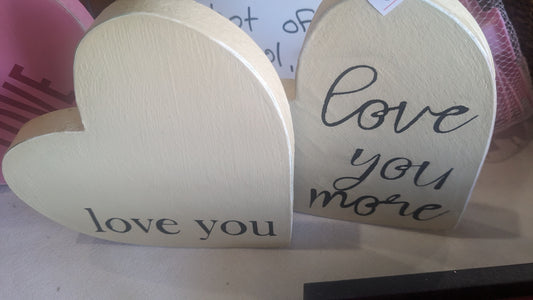Two-piece heart Valentine's Day sign love you Love you more