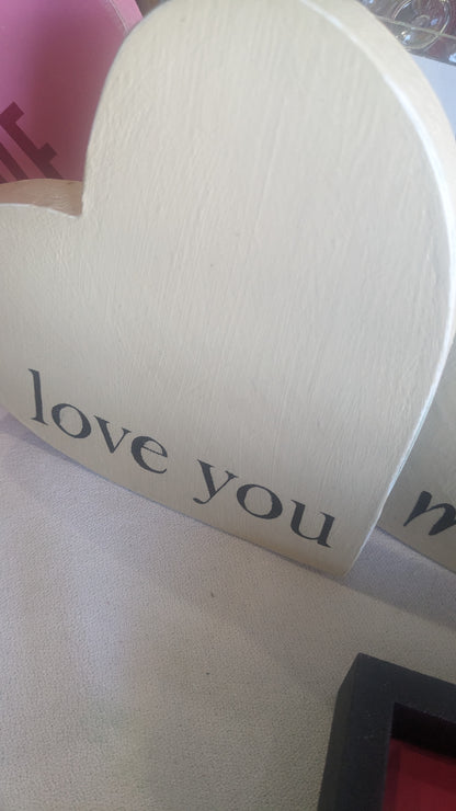 Two-piece heart Valentine's Day sign love you Love you more