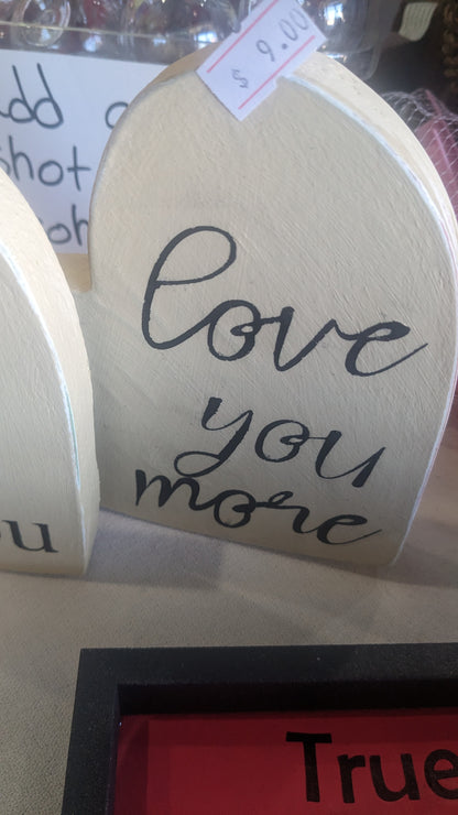 Two-piece heart Valentine's Day sign love you Love you more