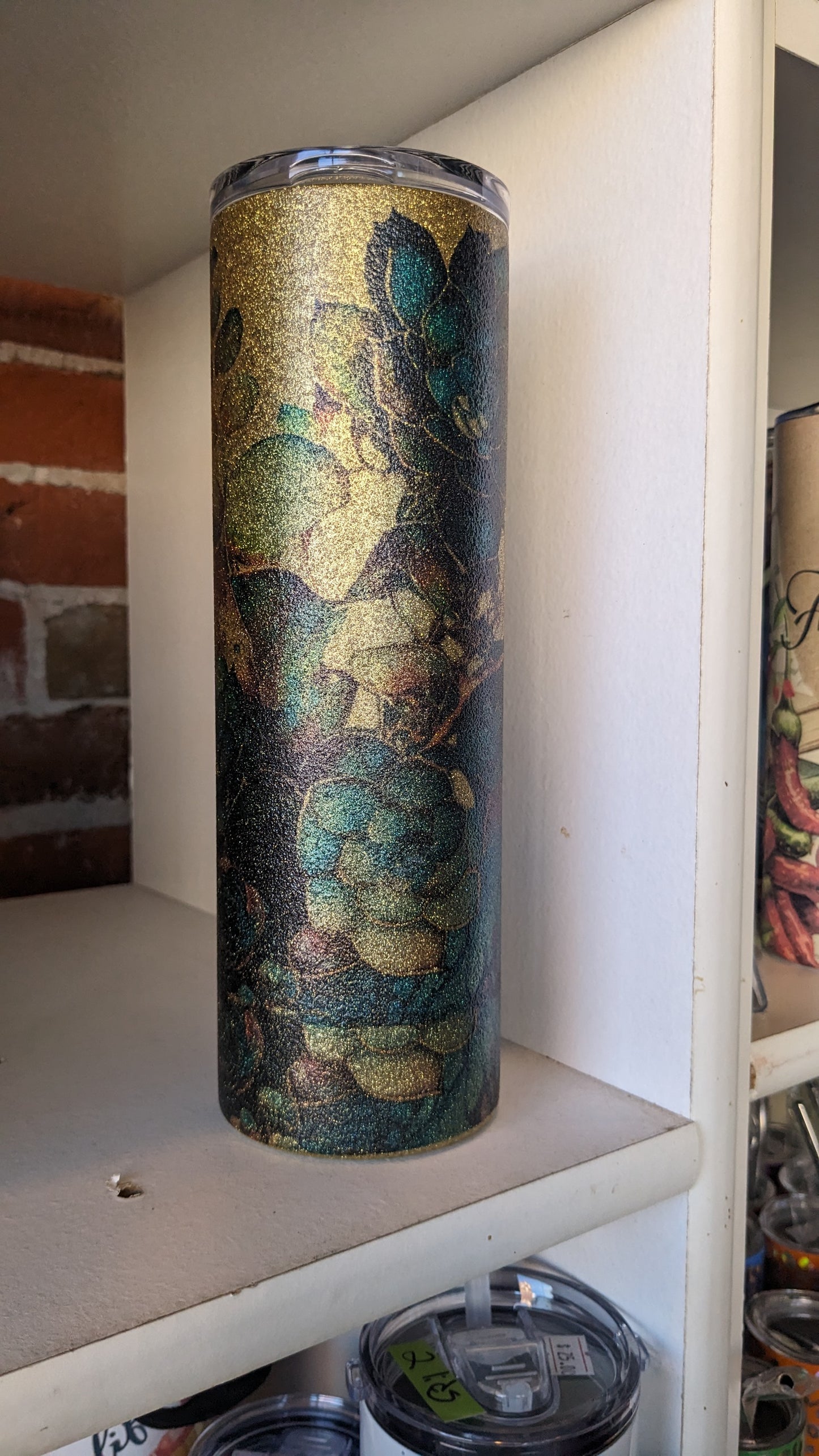 30 Oz Insulated Stainless Steel Glitter Tumbler Succulents 30su