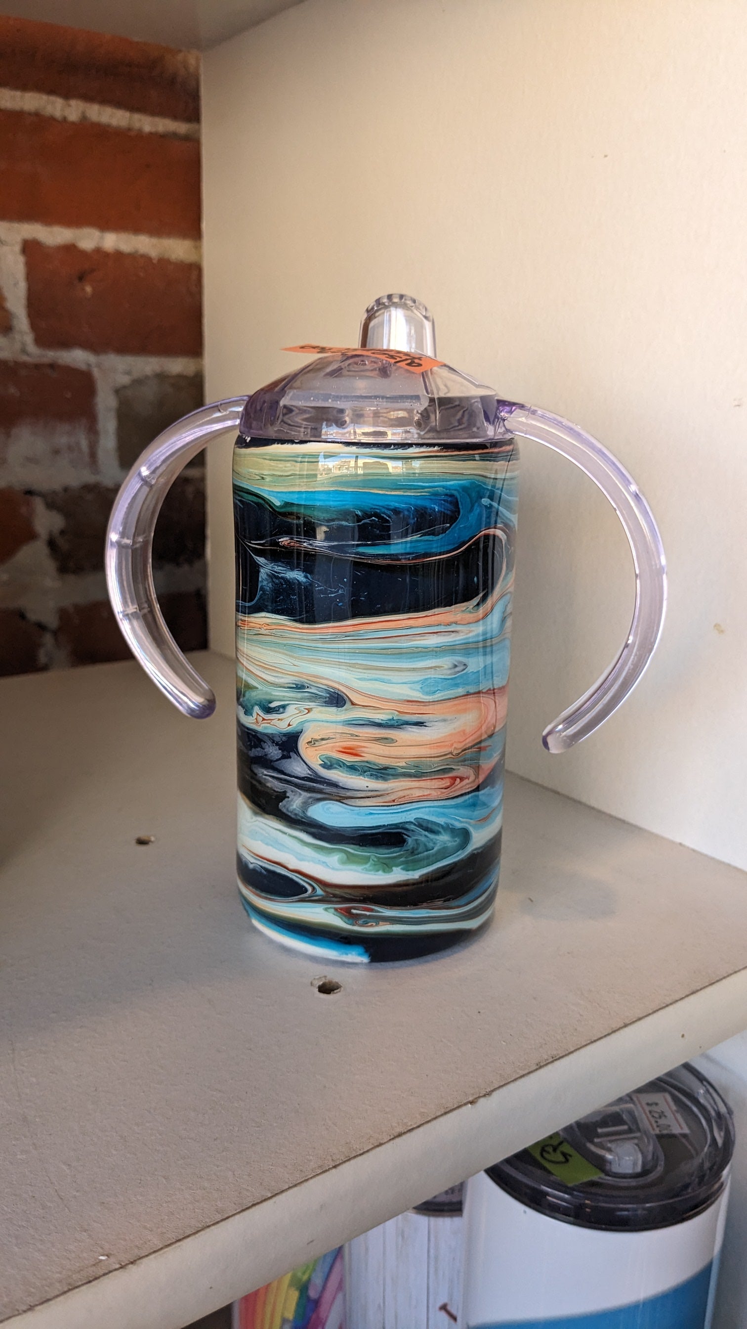 12 ounce insulated stainless steel alcohol ink sippy tumbler sc4