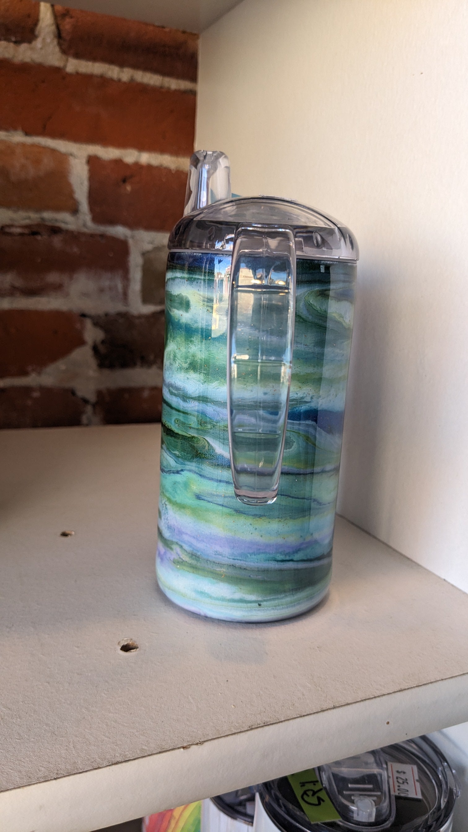 12 Oz Stainless Steel Insulated Tumbler with Sippy Cup Top and Tumbler Top Handcrafted Alcohol Ink sc1