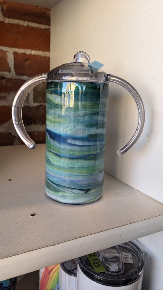 12 Oz Stainless Steel Insulated Tumbler with Sippy Cup Top and Tumbler Top Handcrafted Alcohol Ink sc1
