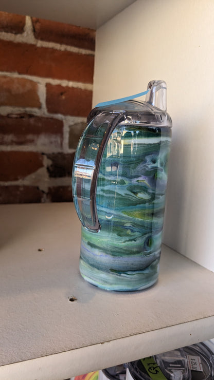 12 Oz Stainless Steel Insulated Tumbler with Sippy Cup Top and Tumbler Top Handcrafted Alcohol Ink sc1