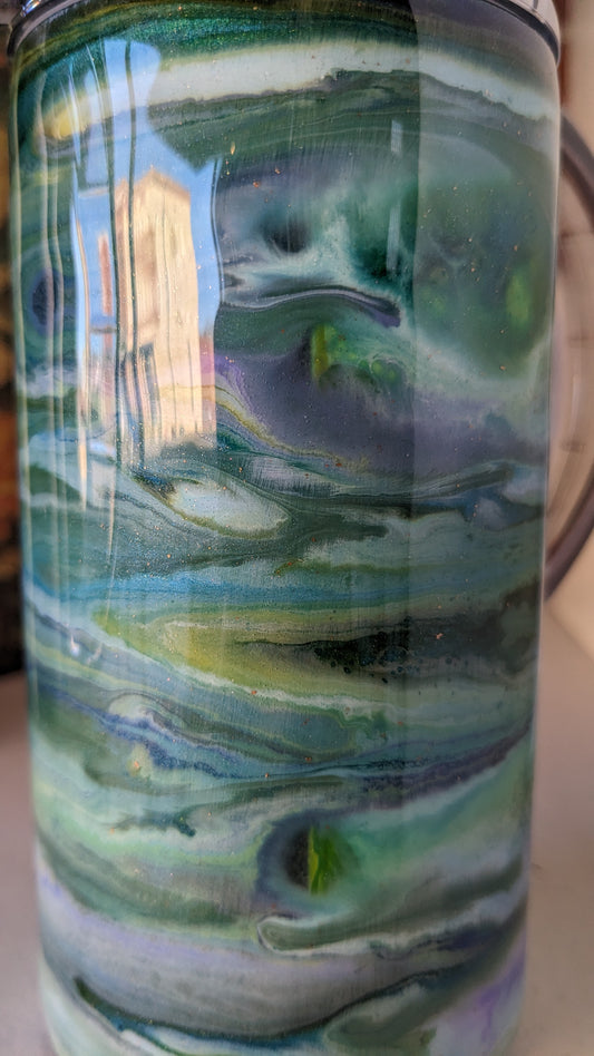 12 Oz Stainless Steel Insulated Tumbler with Sippy Cup Top and Tumbler Top Handcrafted Alcohol Ink sc1