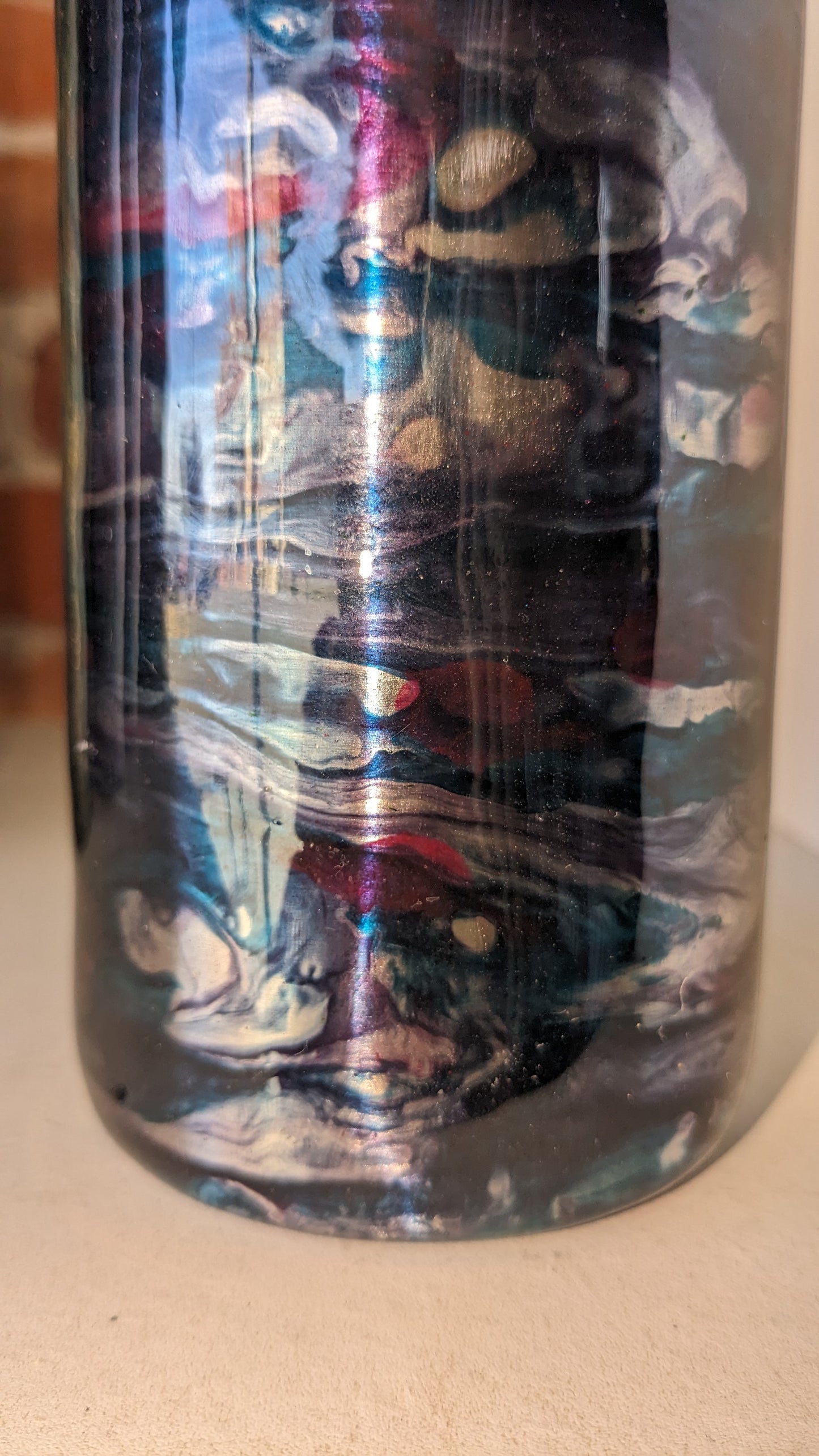 20 ounce stainless steel, Insulated, alcohol ink art Tumbler with 2 lids As Is CLEARANCE i16