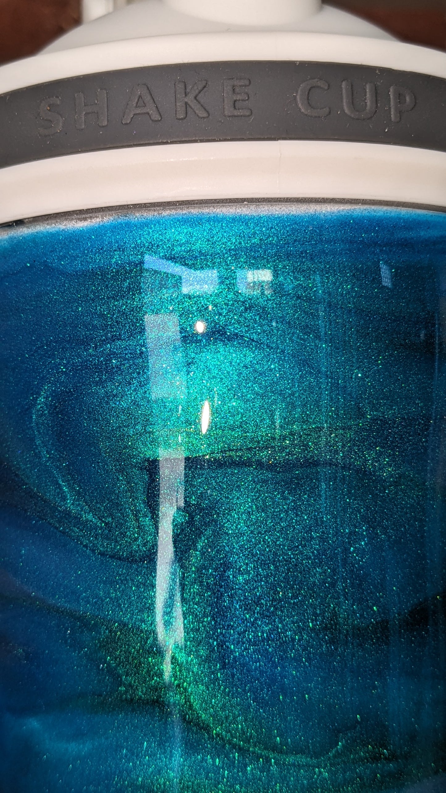 24 Oz Shaker Tumbler, Alcohol Ink blue, teal, green AS IS rough and uneven resin ais