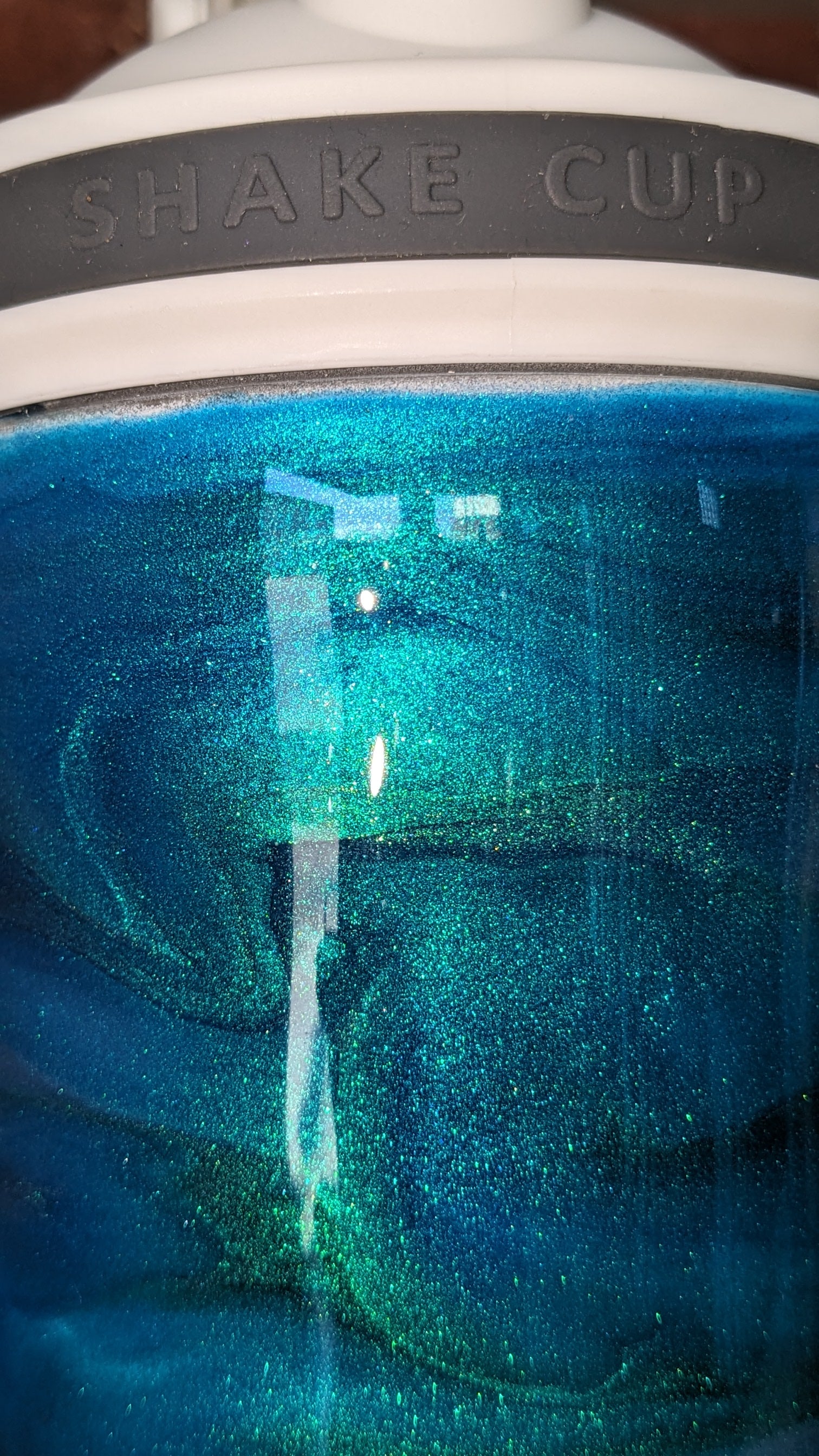 24 Oz Shaker Tumbler, Alcohol Ink blue, teal, green AS IS rough and uneven resin ais