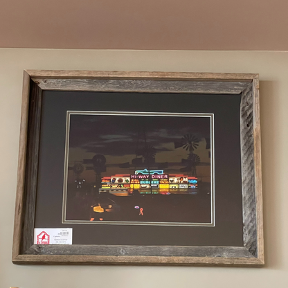 Highway Diner Neon Dusk | Wood Frame 23 x 19 | Kenn Stobbe