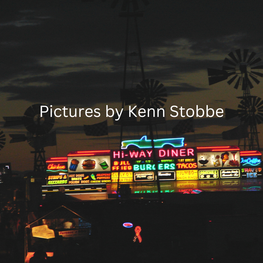 Highway Diner Neon Dusk | Wood Frame 23 x 19 | Kenn Stobbe