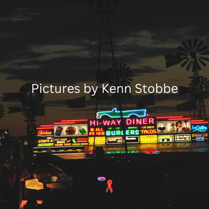 Highway Diner Neon Dusk | Wood Frame 23 x 19 | Kenn Stobbe