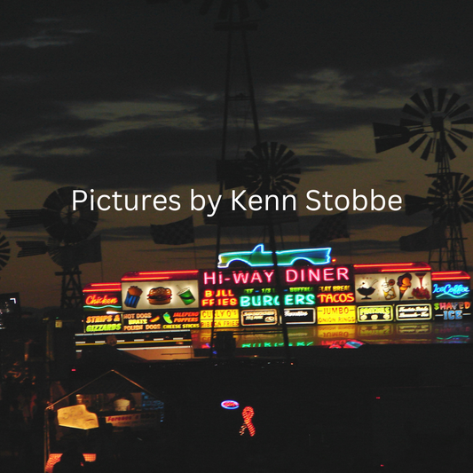 Highway Diner Neon Dusk | Wood Frame 23 x 19 | Kenn Stobbe