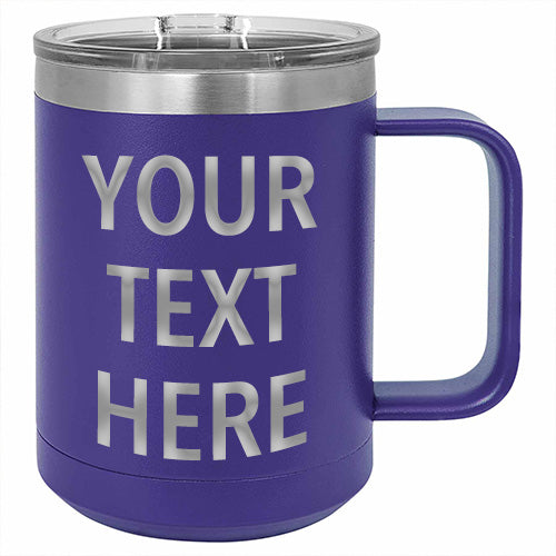 Stainless Steel Mug Tumbler with Handle | 15 oz | Customizable | RCK Creations & More