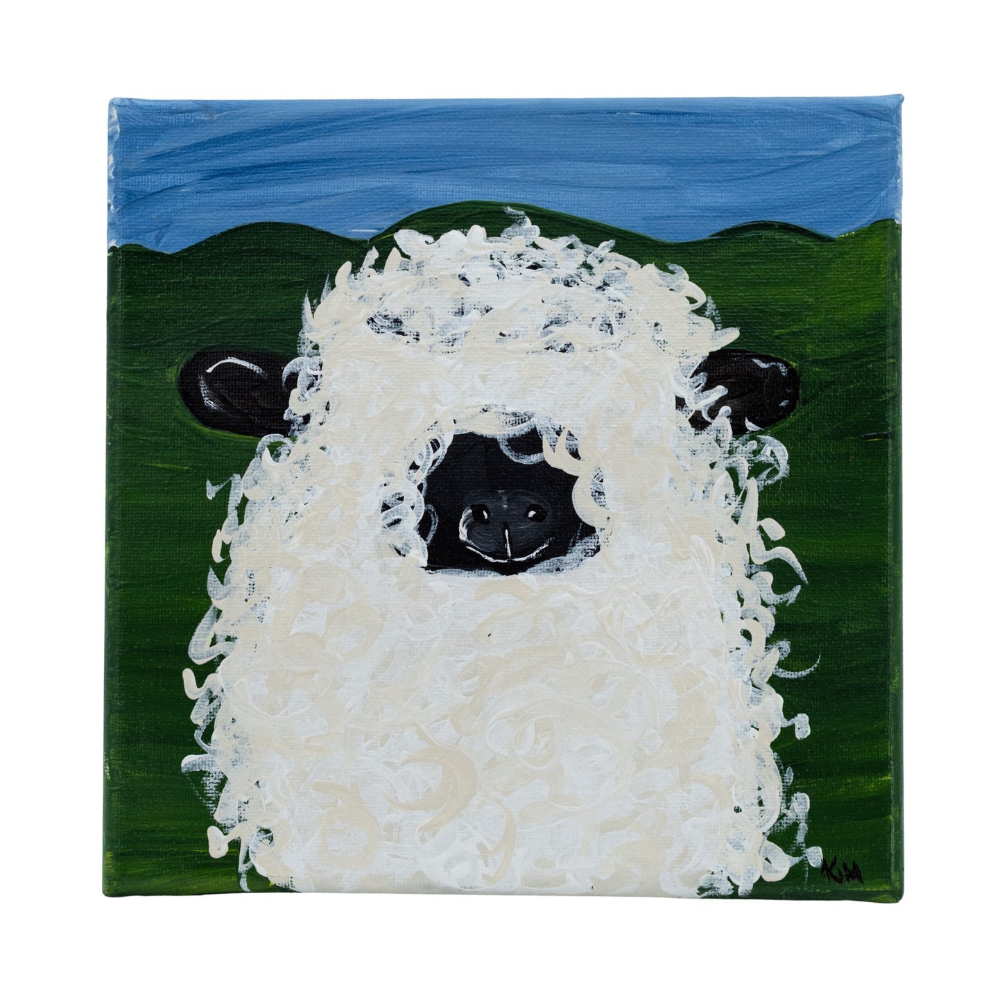 Normon The Sheep Canvas Painting | 8" x 8" | The Pained Attic