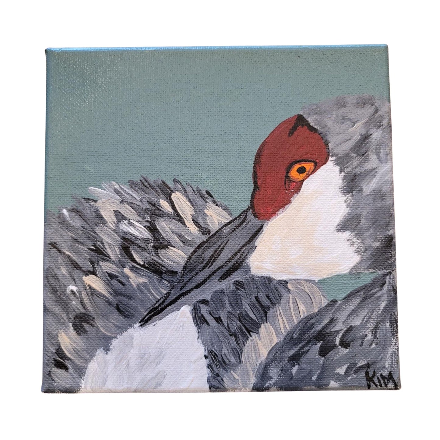 Crane Portrait Canvas Artwork | 6" x 6" | The Painted Attic