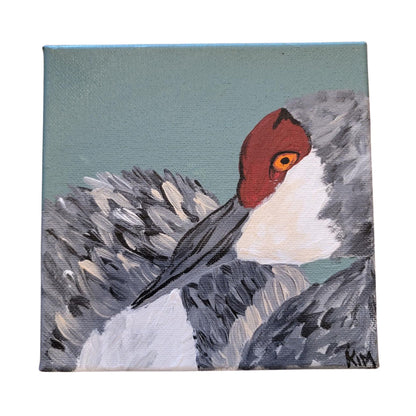 Crane Portrait Canvas Artwork | 6" x 6" | The Painted Attic