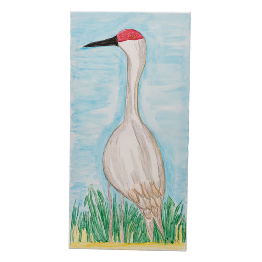 Syd the Crane Canvas Painting | 24" x 12.5" | The Painted Attic